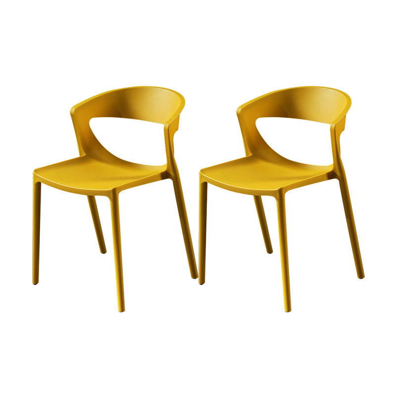 Scandinavian Style Open Back Dining Side Chair Plastic Dining Armless Chair for Home Yellow 2 Piece Set Clearhalo ' kitchen&dining_furn' 'Dining Chairs' 'Dining Tables & Seating' 'dining_chair' 'furn' 'furn_dining_chair' 'Furniture' 'furniture_dining_chair' 'Kitchen & Dining Furniture' 'kitchen' 4588825