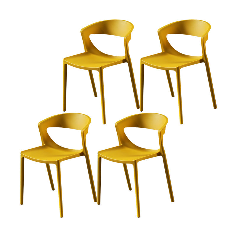 Scandinavian Style Open Back Dining Side Chair Plastic Dining Armless Chair for Home Yellow 4 Piece Set Clearhalo ' kitchen&dining_furn' 'Dining Chairs' 'Dining Tables & Seating' 'dining_chair' 'furn' 'furn_dining_chair' 'Furniture' 'furniture_dining_chair' 'Kitchen & Dining Furniture' 'kitchen' 4588826