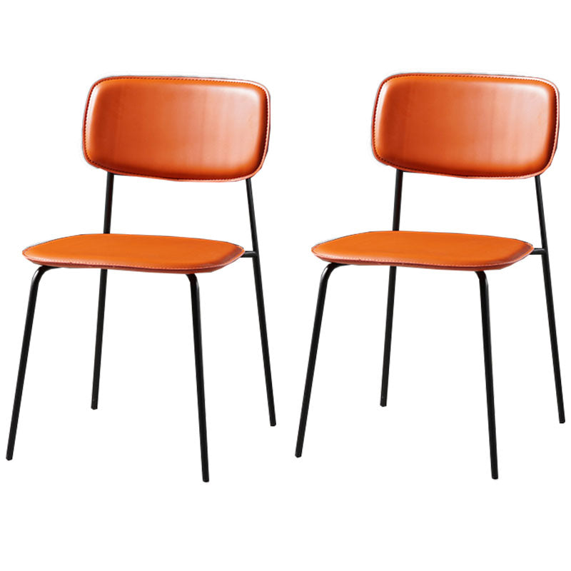 Contemporary Kitchen Chair Dining Armless Side Chairs with Metal Legs Orange 2 Piece Set Clearhalo ' kitchen&dining_furn' 'Dining Chairs' 'Dining Tables & Seating' 'dining_chair' 'furn' 'furn_dining_chair' 'Furniture' 'furniture_dining_chair' 'Kitchen & Dining Furniture' 'kitchen' 4588851