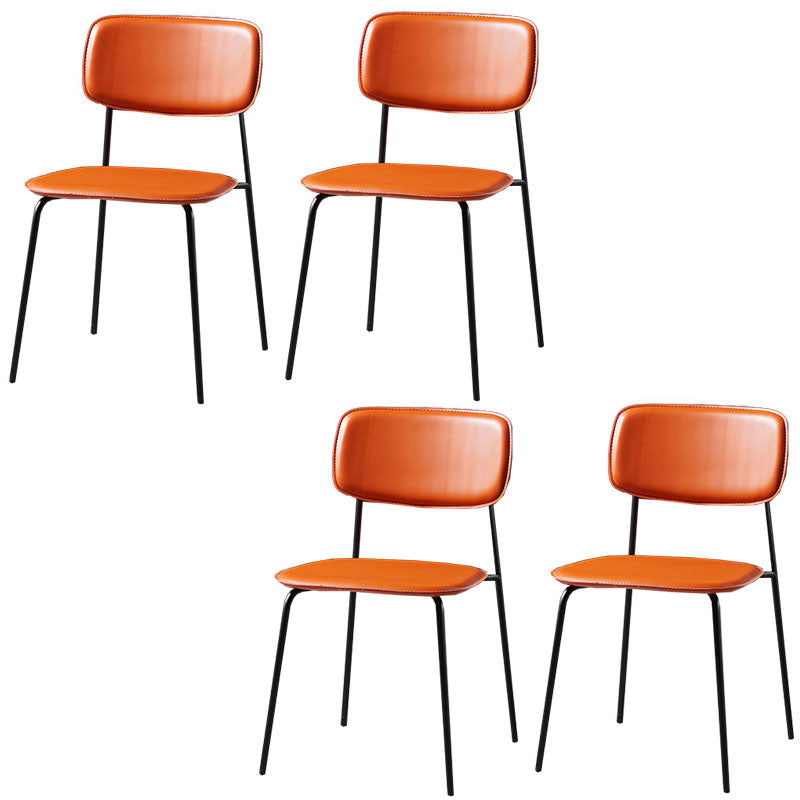 Contemporary Kitchen Chair Dining Armless Side Chairs with Metal Legs Orange 4 Piece Set Clearhalo ' kitchen&dining_furn' 'Dining Chairs' 'Dining Tables & Seating' 'dining_chair' 'furn' 'furn_dining_chair' 'Furniture' 'furniture_dining_chair' 'Kitchen & Dining Furniture' 'kitchen' 4588853