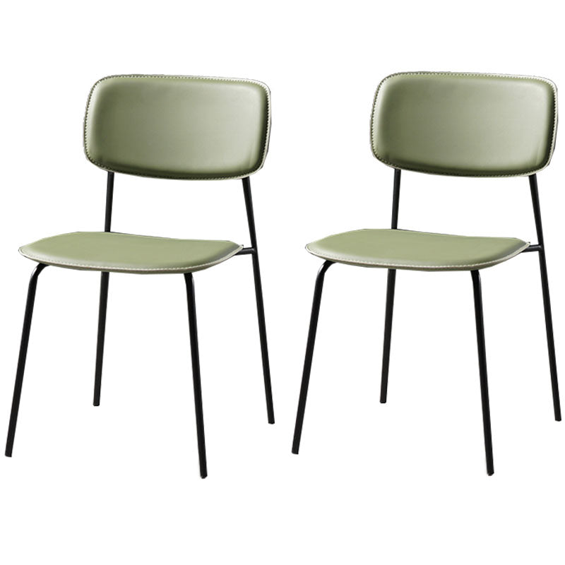 Contemporary Kitchen Chair Dining Armless Side Chairs with Metal Legs Dark Green 2 Piece Set Clearhalo ' kitchen&dining_furn' 'Dining Chairs' 'Dining Tables & Seating' 'dining_chair' 'furn' 'furn_dining_chair' 'Furniture' 'furniture_dining_chair' 'Kitchen & Dining Furniture' 'kitchen' 4588857