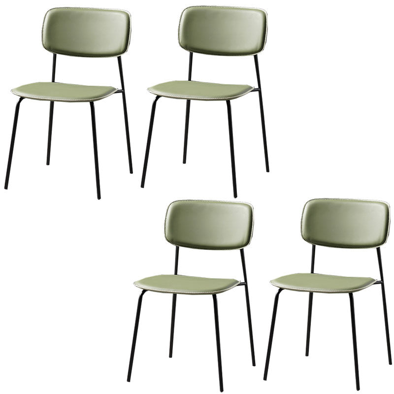 Contemporary Kitchen Chair Dining Armless Side Chairs with Metal Legs Dark Green 4 Piece Set Clearhalo ' kitchen&dining_furn' 'Dining Chairs' 'Dining Tables & Seating' 'dining_chair' 'furn' 'furn_dining_chair' 'Furniture' 'furniture_dining_chair' 'Kitchen & Dining Furniture' 'kitchen' 4588858