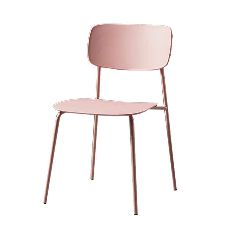 Contemporary Kitchen Chair Dining Armless Side Chairs with Metal Legs Pink 1 Piece Clearhalo ' kitchen&dining_furn' 'Dining Chairs' 'Dining Tables & Seating' 'dining_chair' 'furn' 'furn_dining_chair' 'Furniture' 'furniture_dining_chair' 'Kitchen & Dining Furniture' 'kitchen' 4588865