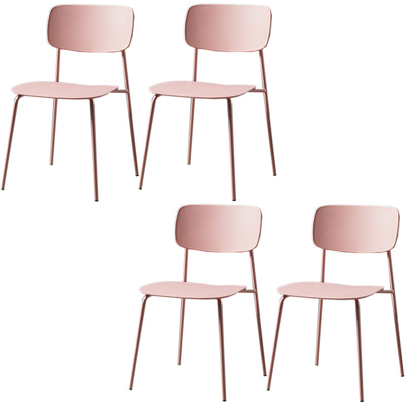 Contemporary Kitchen Chair Dining Armless Side Chairs with Metal Legs Pink 4 Piece Set Clearhalo ' kitchen&dining_furn' 'Dining Chairs' 'Dining Tables & Seating' 'dining_chair' 'furn' 'furn_dining_chair' 'Furniture' 'furniture_dining_chair' 'Kitchen & Dining Furniture' 'kitchen' 4588867