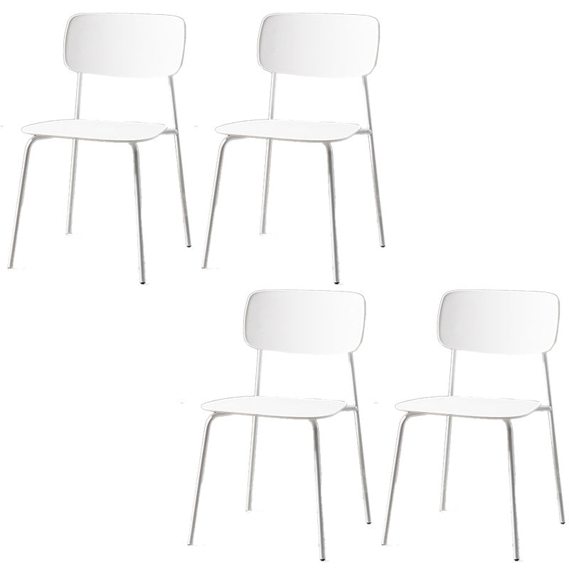 Contemporary Kitchen Chair Dining Armless Side Chairs with Metal Legs White 4 Piece Set Clearhalo ' kitchen&dining_furn' 'Dining Chairs' 'Dining Tables & Seating' 'dining_chair' 'furn' 'furn_dining_chair' 'Furniture' 'furniture_dining_chair' 'Kitchen & Dining Furniture' 'kitchen' 4588873