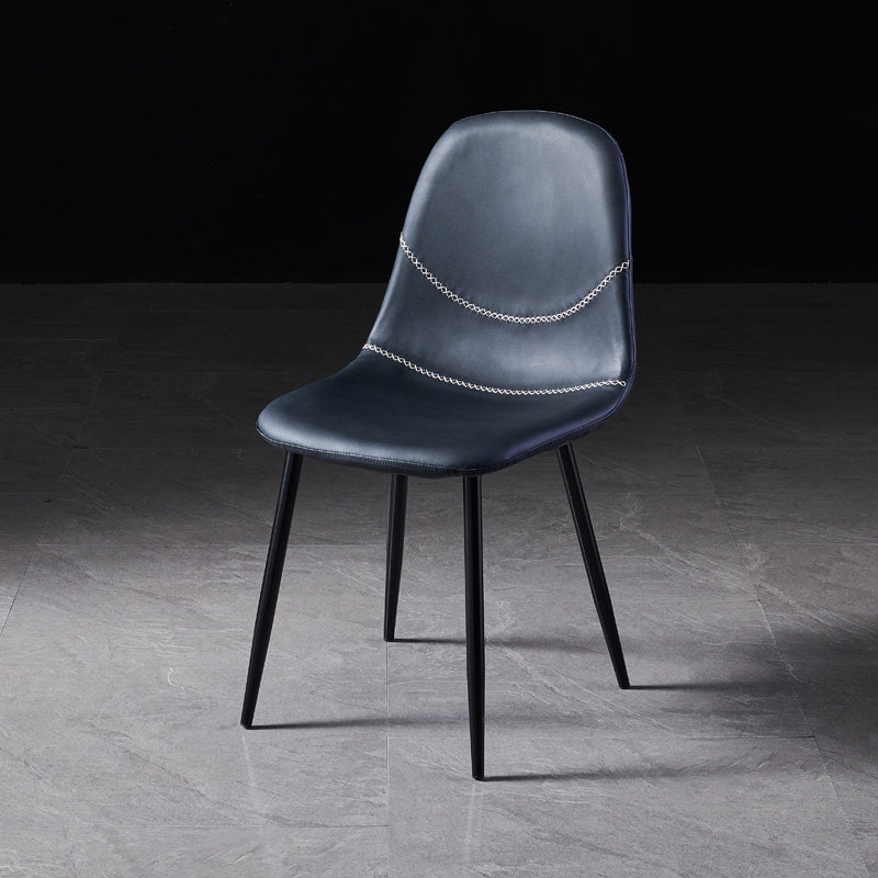 Scandinavian Style Leather Dining Side Chairs Armless Solid Back Chair Black 1 Piece Black Clearhalo ' kitchen&dining_furn' 'Dining Chairs' 'Dining Tables & Seating' 'dining_chair' 'furn' 'furn_dining_chair' 'Furniture' 'furniture_dining_chair' 'Kitchen & Dining Furniture' 'kitchen' 4588876