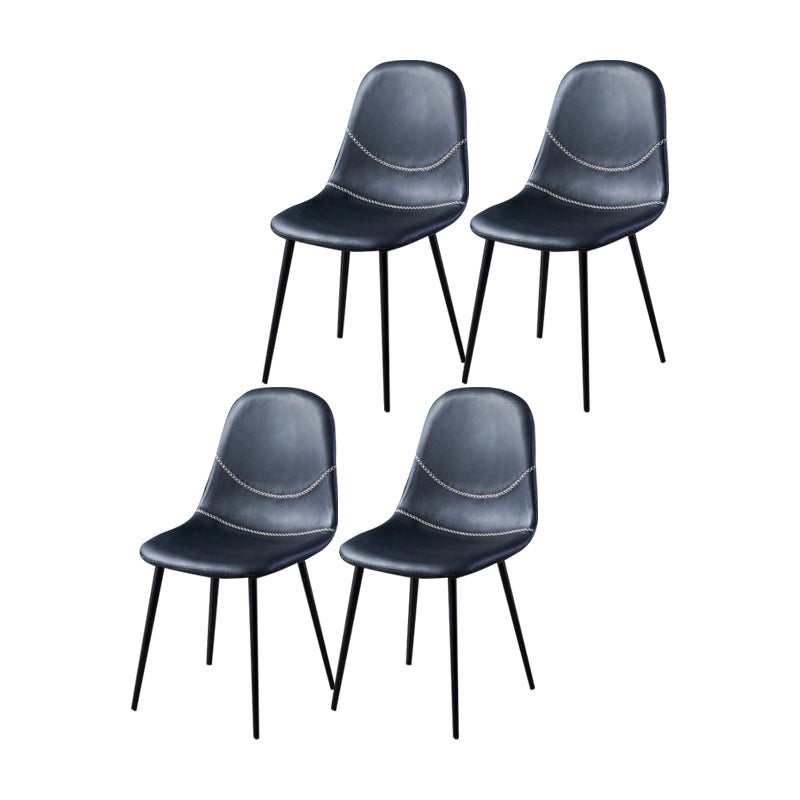 Scandinavian Style Leather Dining Side Chairs Armless Solid Back Chair Black 4 Piece Set Black Clearhalo ' kitchen&dining_furn' 'Dining Chairs' 'Dining Tables & Seating' 'dining_chair' 'furn' 'furn_dining_chair' 'Furniture' 'furniture_dining_chair' 'Kitchen & Dining Furniture' 'kitchen' 4588879