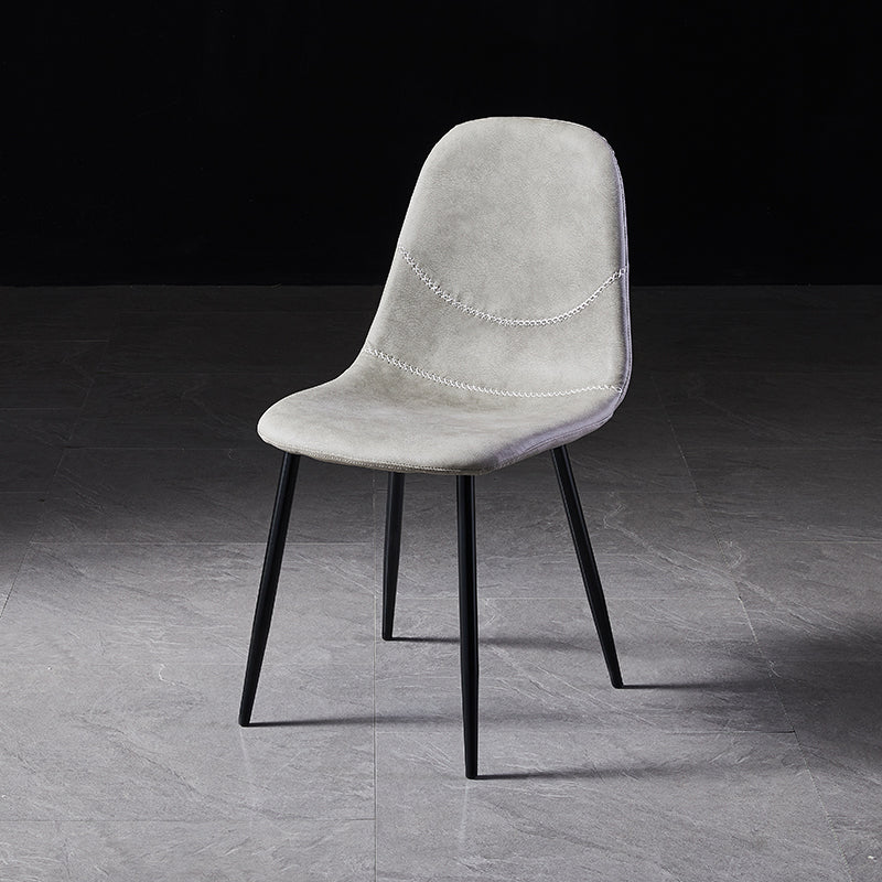 Scandinavian Style Leather Dining Side Chairs Armless Solid Back Chair Light Gray 1 Piece Black Clearhalo ' kitchen&dining_furn' 'Dining Chairs' 'Dining Tables & Seating' 'dining_chair' 'furn' 'furn_dining_chair' 'Furniture' 'furniture_dining_chair' 'Kitchen & Dining Furniture' 'kitchen' 4588882