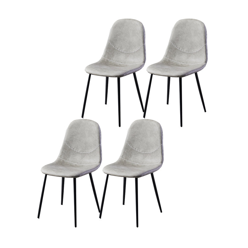 Scandinavian Style Leather Dining Side Chairs Armless Solid Back Chair Light Gray 4 Piece Set Black Clearhalo ' kitchen&dining_furn' 'Dining Chairs' 'Dining Tables & Seating' 'dining_chair' 'furn' 'furn_dining_chair' 'Furniture' 'furniture_dining_chair' 'Kitchen & Dining Furniture' 'kitchen' 4588885