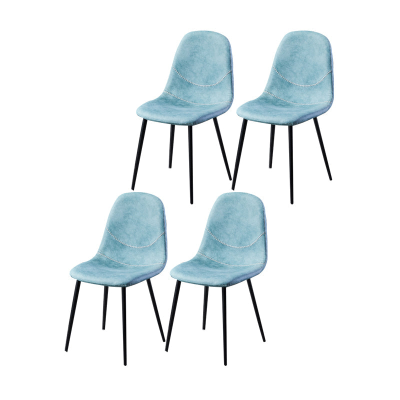 Scandinavian Style Leather Dining Side Chairs Armless Solid Back Chair Blue 4 Piece Set Black Clearhalo ' kitchen&dining_furn' 'Dining Chairs' 'Dining Tables & Seating' 'dining_chair' 'furn' 'furn_dining_chair' 'Furniture' 'furniture_dining_chair' 'Kitchen & Dining Furniture' 'kitchen' 4588892