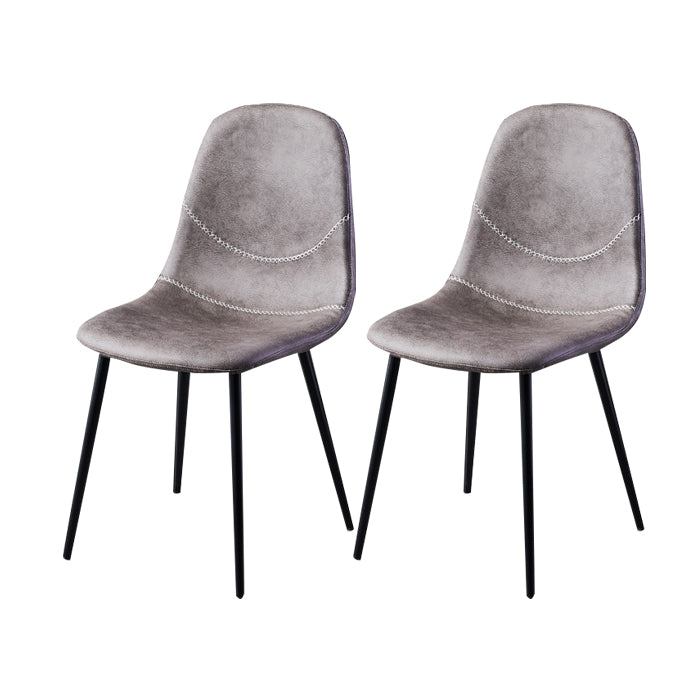 Scandinavian Style Leather Dining Side Chairs Armless Solid Back Chair Gray Purple 2 Piece Set Black Clearhalo ' kitchen&dining_furn' 'Dining Chairs' 'Dining Tables & Seating' 'dining_chair' 'furn' 'furn_dining_chair' 'Furniture' 'furniture_dining_chair' 'Kitchen & Dining Furniture' 'kitchen' 4588896