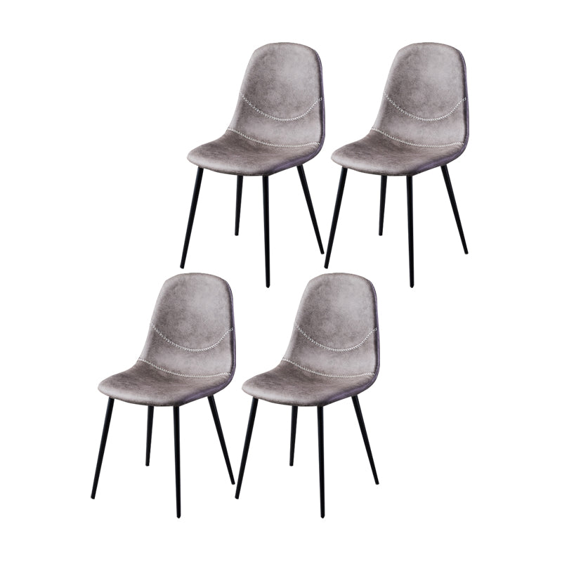Scandinavian Style Leather Dining Side Chairs Armless Solid Back Chair Gray Purple 4 Piece Set Black Clearhalo ' kitchen&dining_furn' 'Dining Chairs' 'Dining Tables & Seating' 'dining_chair' 'furn' 'furn_dining_chair' 'Furniture' 'furniture_dining_chair' 'Kitchen & Dining Furniture' 'kitchen' 4588897