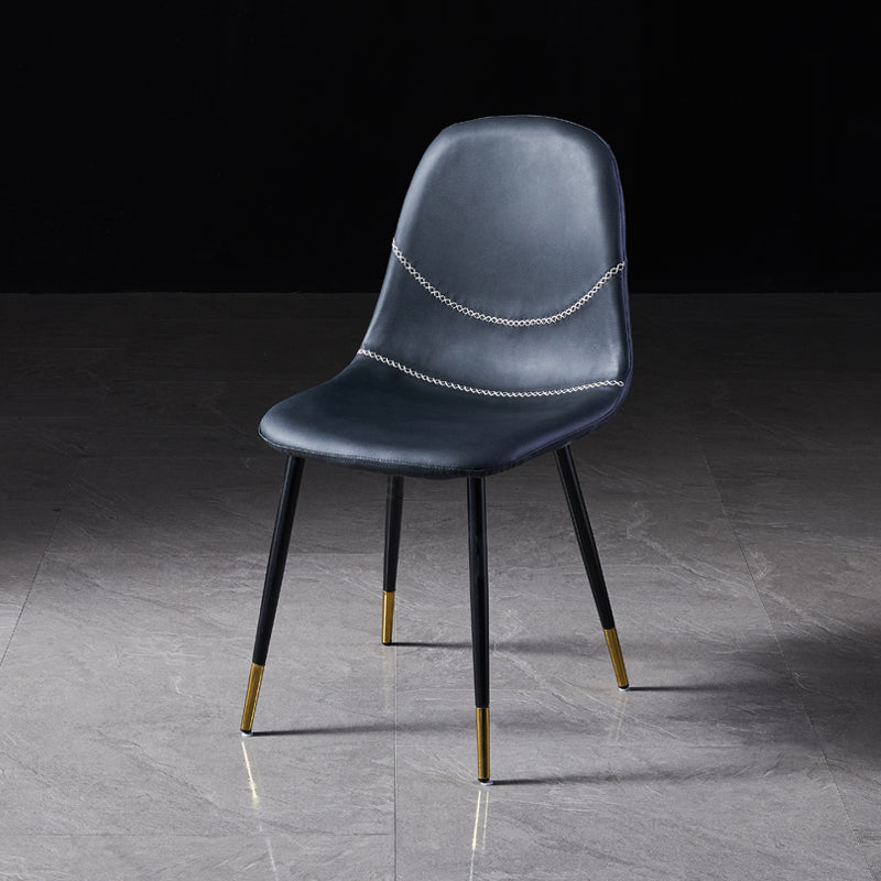 Scandinavian Style Leather Dining Side Chairs Armless Solid Back Chair Black 1 Piece Black Gold Clearhalo ' kitchen&dining_furn' 'Dining Chairs' 'Dining Tables & Seating' 'dining_chair' 'furn' 'furn_dining_chair' 'Furniture' 'furniture_dining_chair' 'Kitchen & Dining Furniture' 'kitchen' 4588898