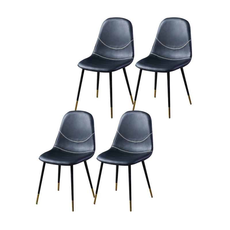 Scandinavian Style Leather Dining Side Chairs Armless Solid Back Chair Black 4 Piece Set Black Gold Clearhalo ' kitchen&dining_furn' 'Dining Chairs' 'Dining Tables & Seating' 'dining_chair' 'furn' 'furn_dining_chair' 'Furniture' 'furniture_dining_chair' 'Kitchen & Dining Furniture' 'kitchen' 4588900
