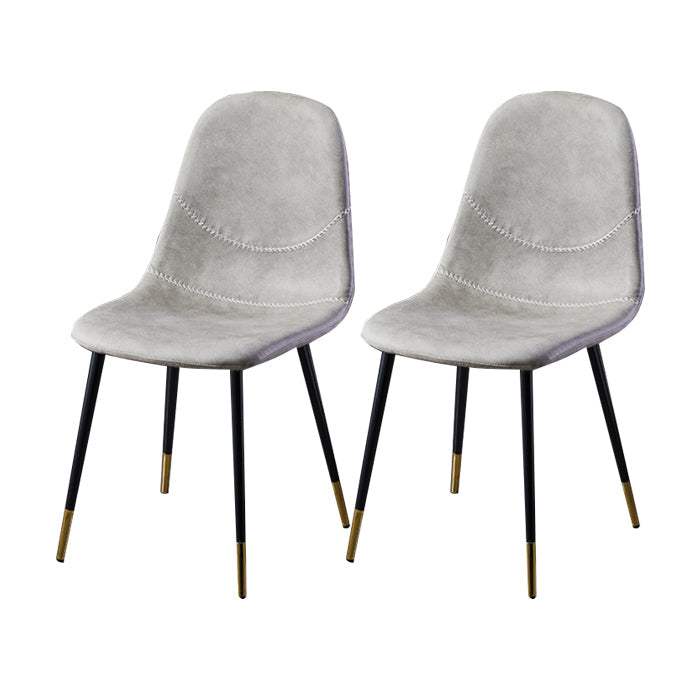 Scandinavian Style Leather Dining Side Chairs Armless Solid Back Chair Light Gray 2 Piece Set Black Gold Clearhalo ' kitchen&dining_furn' 'Dining Chairs' 'Dining Tables & Seating' 'dining_chair' 'furn' 'furn_dining_chair' 'Furniture' 'furniture_dining_chair' 'Kitchen & Dining Furniture' 'kitchen' 4588902