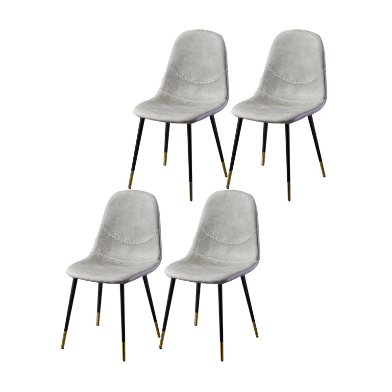 Scandinavian Style Leather Dining Side Chairs Armless Solid Back Chair Light Gray 4 Piece Set Black Gold Clearhalo ' kitchen&dining_furn' 'Dining Chairs' 'Dining Tables & Seating' 'dining_chair' 'furn' 'furn_dining_chair' 'Furniture' 'furniture_dining_chair' 'Kitchen & Dining Furniture' 'kitchen' 4588903