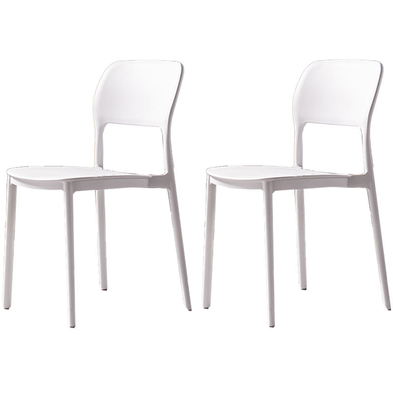 Contemporary Style Kitchen Chair Plastic Armless Open Back Dining Side Chair White 2 Piece Set Clearhalo ' kitchen&dining_furn' 'Dining Chairs' 'Dining Tables & Seating' 'dining_chair' 'furn' 'furn_dining_chair' 'Furniture' 'furniture_dining_chair' 'Kitchen & Dining Furniture' 'kitchen' 4588914