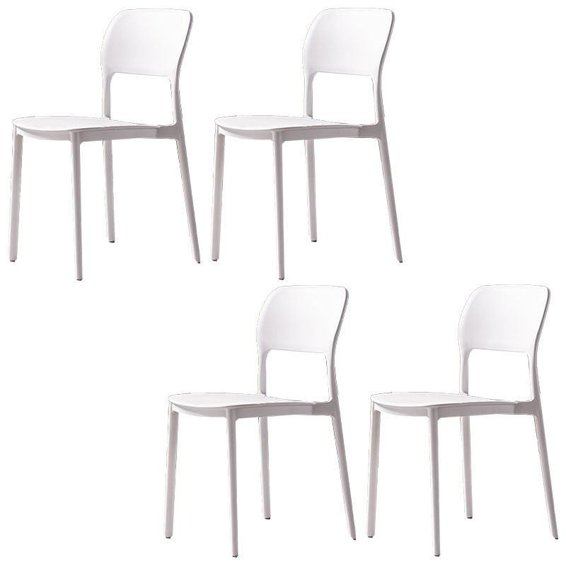 Contemporary Style Kitchen Chair Plastic Armless Open Back Dining Side Chair White 4 Piece Set Clearhalo ' kitchen&dining_furn' 'Dining Chairs' 'Dining Tables & Seating' 'dining_chair' 'furn' 'furn_dining_chair' 'Furniture' 'furniture_dining_chair' 'Kitchen & Dining Furniture' 'kitchen' 4588915