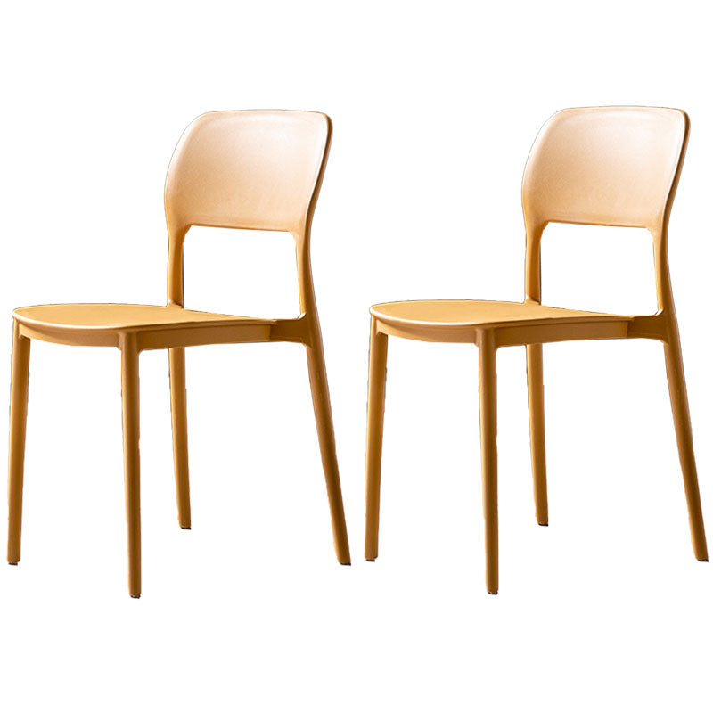 Contemporary Style Kitchen Chair Plastic Armless Open Back Dining Side Chair Yellow 2 Piece Set Clearhalo ' kitchen&dining_furn' 'Dining Chairs' 'Dining Tables & Seating' 'dining_chair' 'furn' 'furn_dining_chair' 'Furniture' 'furniture_dining_chair' 'Kitchen & Dining Furniture' 'kitchen' 4588919