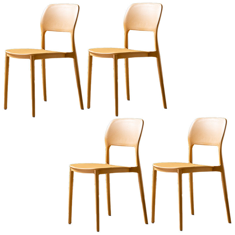 Contemporary Style Kitchen Chair Plastic Armless Open Back Dining Side Chair Yellow 4 Piece Set Clearhalo ' kitchen&dining_furn' 'Dining Chairs' 'Dining Tables & Seating' 'dining_chair' 'furn' 'furn_dining_chair' 'Furniture' 'furniture_dining_chair' 'Kitchen & Dining Furniture' 'kitchen' 4588922