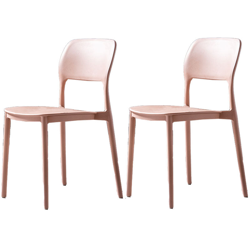 Contemporary Style Kitchen Chair Plastic Armless Open Back Dining Side Chair Light Pink 2 Piece Set Clearhalo ' kitchen&dining_furn' 'Dining Chairs' 'Dining Tables & Seating' 'dining_chair' 'furn' 'furn_dining_chair' 'Furniture' 'furniture_dining_chair' 'Kitchen & Dining Furniture' 'kitchen' 4588925