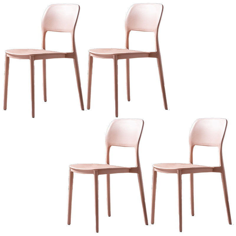 Contemporary Style Kitchen Chair Plastic Armless Open Back Dining Side Chair Light Pink 4 Piece Set Clearhalo ' kitchen&dining_furn' 'Dining Chairs' 'Dining Tables & Seating' 'dining_chair' 'furn' 'furn_dining_chair' 'Furniture' 'furniture_dining_chair' 'Kitchen & Dining Furniture' 'kitchen' 4588927
