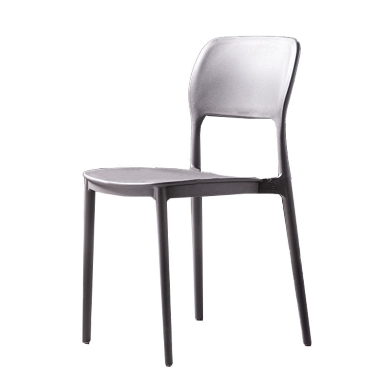 Contemporary Style Kitchen Chair Plastic Armless Open Back Dining Side Chair Grey 1 Piece Clearhalo ' kitchen&dining_furn' 'Dining Chairs' 'Dining Tables & Seating' 'dining_chair' 'furn' 'furn_dining_chair' 'Furniture' 'furniture_dining_chair' 'Kitchen & Dining Furniture' 'kitchen' 4588930