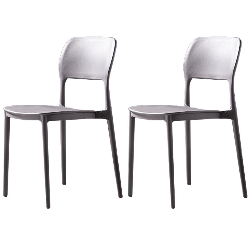 Contemporary Style Kitchen Chair Plastic Armless Open Back Dining Side Chair Grey 2 Piece Set Clearhalo ' kitchen&dining_furn' 'Dining Chairs' 'Dining Tables & Seating' 'dining_chair' 'furn' 'furn_dining_chair' 'Furniture' 'furniture_dining_chair' 'Kitchen & Dining Furniture' 'kitchen' 4588931
