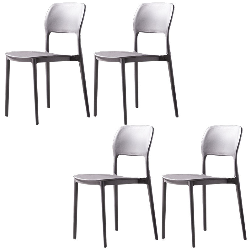Contemporary Style Kitchen Chair Plastic Armless Open Back Dining Side Chair Grey 4 Piece Set Clearhalo ' kitchen&dining_furn' 'Dining Chairs' 'Dining Tables & Seating' 'dining_chair' 'furn' 'furn_dining_chair' 'Furniture' 'furniture_dining_chair' 'Kitchen & Dining Furniture' 'kitchen' 4588933