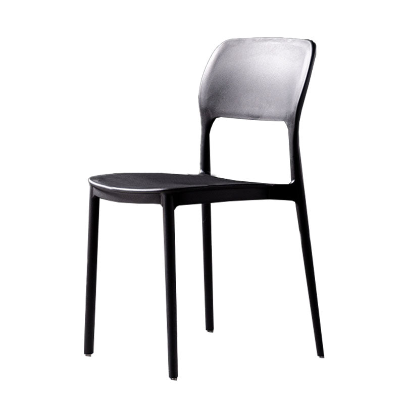 Contemporary Style Kitchen Chair Plastic Armless Open Back Dining Side Chair Black 1 Piece Clearhalo ' kitchen&dining_furn' 'Dining Chairs' 'Dining Tables & Seating' 'dining_chair' 'furn' 'furn_dining_chair' 'Furniture' 'furniture_dining_chair' 'Kitchen & Dining Furniture' 'kitchen' 4588943