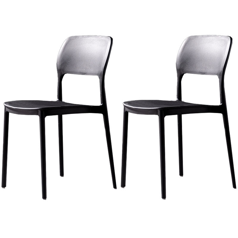 Contemporary Style Kitchen Chair Plastic Armless Open Back Dining Side Chair Black 2 Piece Set Clearhalo ' kitchen&dining_furn' 'Dining Chairs' 'Dining Tables & Seating' 'dining_chair' 'furn' 'furn_dining_chair' 'Furniture' 'furniture_dining_chair' 'Kitchen & Dining Furniture' 'kitchen' 4588944