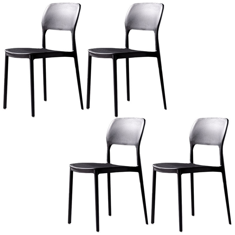 Contemporary Style Kitchen Chair Plastic Armless Open Back Dining Side Chair Black 4 Piece Set Clearhalo ' kitchen&dining_furn' 'Dining Chairs' 'Dining Tables & Seating' 'dining_chair' 'furn' 'furn_dining_chair' 'Furniture' 'furniture_dining_chair' 'Kitchen & Dining Furniture' 'kitchen' 4588945