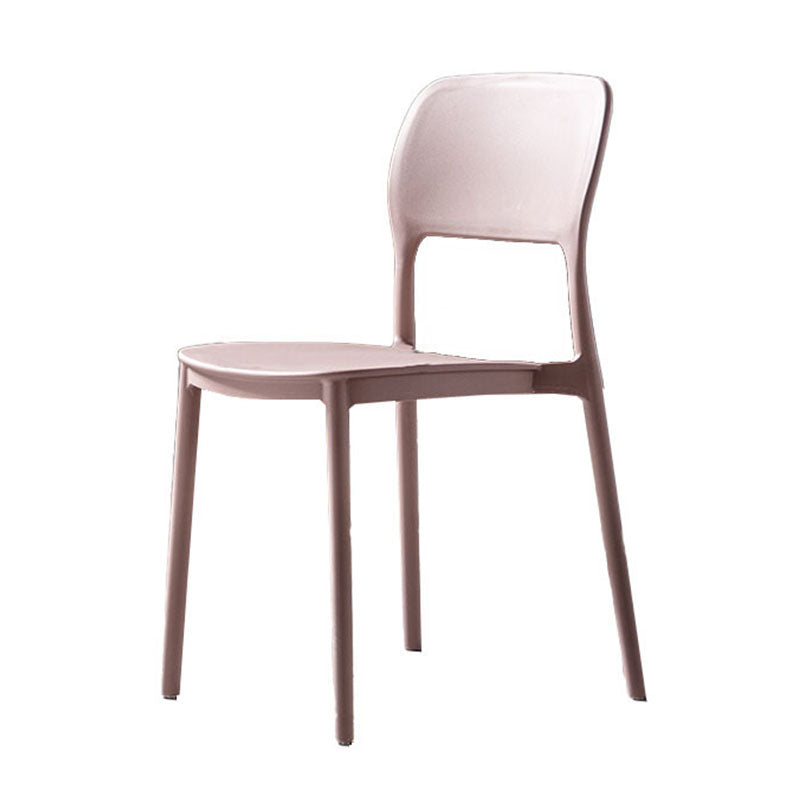 Contemporary Style Kitchen Chair Plastic Armless Open Back Dining Side Chair Pink 1 Piece Clearhalo ' kitchen&dining_furn' 'Dining Chairs' 'Dining Tables & Seating' 'dining_chair' 'furn' 'furn_dining_chair' 'Furniture' 'furniture_dining_chair' 'Kitchen & Dining Furniture' 'kitchen' 4588946