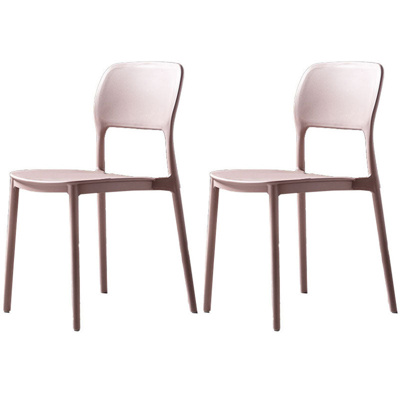 Contemporary Style Kitchen Chair Plastic Armless Open Back Dining Side Chair Pink 2 Piece Set Clearhalo ' kitchen&dining_furn' 'Dining Chairs' 'Dining Tables & Seating' 'dining_chair' 'furn' 'furn_dining_chair' 'Furniture' 'furniture_dining_chair' 'Kitchen & Dining Furniture' 'kitchen' 4588947