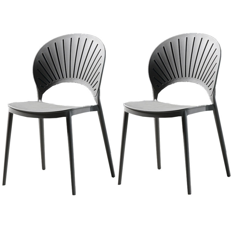 Contemporary Style Kitchen Plastic Chairs Dining Armless Open Back Side Chair Grey 2 Piece Set Clearhalo ' kitchen&dining_furn' 'Dining Chairs' 'Dining Tables & Seating' 'dining_chair' 'furn' 'furn_dining_chair' 'Furniture' 'furniture_dining_chair' 'Kitchen & Dining Furniture' 'kitchen' 4588953