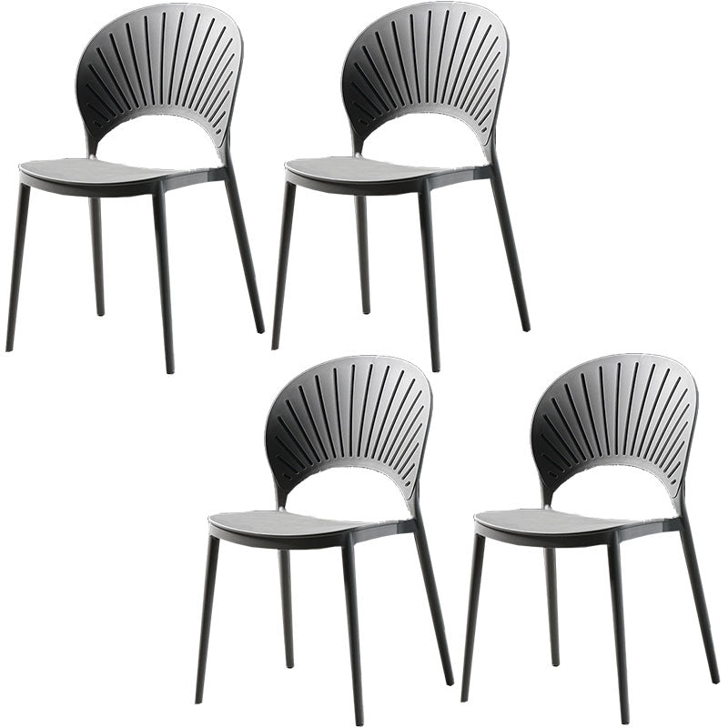 Contemporary Style Kitchen Plastic Chairs Dining Armless Open Back Side Chair Grey 4 Piece Set Clearhalo ' kitchen&dining_furn' 'Dining Chairs' 'Dining Tables & Seating' 'dining_chair' 'furn' 'furn_dining_chair' 'Furniture' 'furniture_dining_chair' 'Kitchen & Dining Furniture' 'kitchen' 4588955