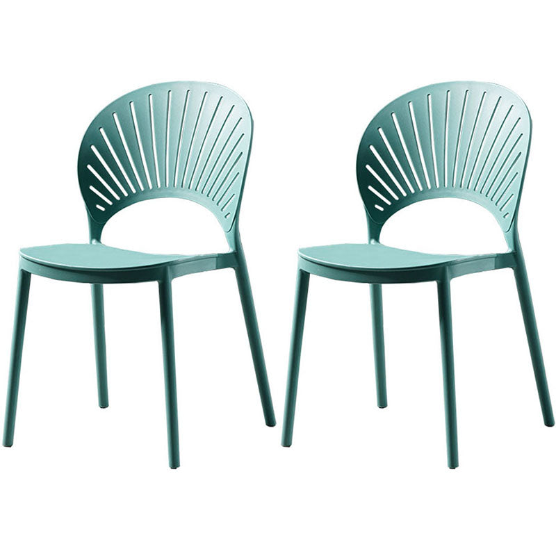 Contemporary Style Kitchen Plastic Chairs Dining Armless Open Back Side Chair Light Blue 2 Piece Set Clearhalo ' kitchen&dining_furn' 'Dining Chairs' 'Dining Tables & Seating' 'dining_chair' 'furn' 'furn_dining_chair' 'Furniture' 'furniture_dining_chair' 'Kitchen & Dining Furniture' 'kitchen' 4588958