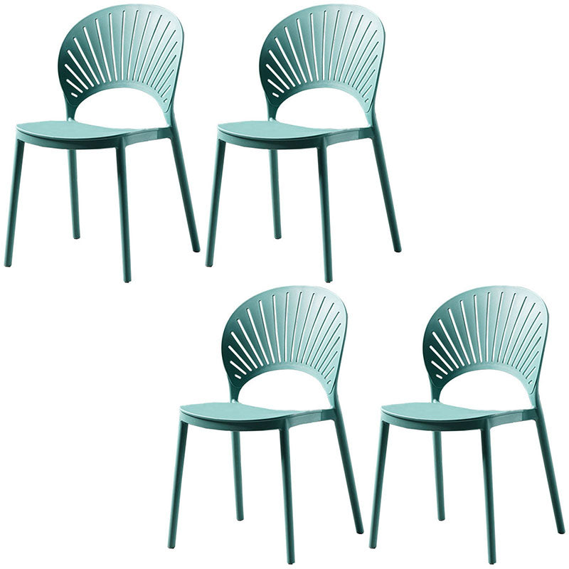Contemporary Style Kitchen Plastic Chairs Dining Armless Open Back Side Chair Light Blue 4 Piece Set Clearhalo ' kitchen&dining_furn' 'Dining Chairs' 'Dining Tables & Seating' 'dining_chair' 'furn' 'furn_dining_chair' 'Furniture' 'furniture_dining_chair' 'Kitchen & Dining Furniture' 'kitchen' 4588960