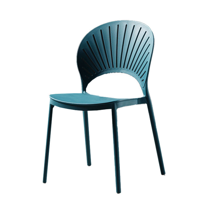Contemporary Style Kitchen Plastic Chairs Dining Armless Open Back Side Chair Peacock Blue 1 Piece Clearhalo ' kitchen&dining_furn' 'Dining Chairs' 'Dining Tables & Seating' 'dining_chair' 'furn' 'furn_dining_chair' 'Furniture' 'furniture_dining_chair' 'Kitchen & Dining Furniture' 'kitchen' 4588962