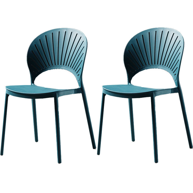 Contemporary Style Kitchen Plastic Chairs Dining Armless Open Back Side Chair Peacock Blue 2 Piece Set Clearhalo ' kitchen&dining_furn' 'Dining Chairs' 'Dining Tables & Seating' 'dining_chair' 'furn' 'furn_dining_chair' 'Furniture' 'furniture_dining_chair' 'Kitchen & Dining Furniture' 'kitchen' 4588964