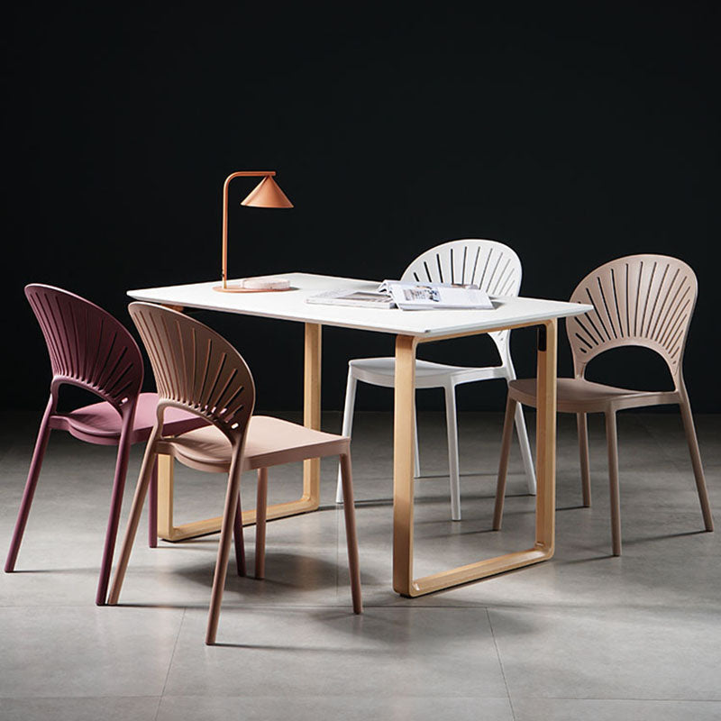 Contemporary Style Kitchen Plastic Chairs Dining Armless Open Back Side Chair Clearhalo ' kitchen&dining_furn' 'Dining Chairs' 'Dining Tables & Seating' 'dining_chair' 'furn' 'furn_dining_chair' 'Furniture' 'furniture_dining_chair' 'Kitchen & Dining Furniture' 'kitchen' 4588969