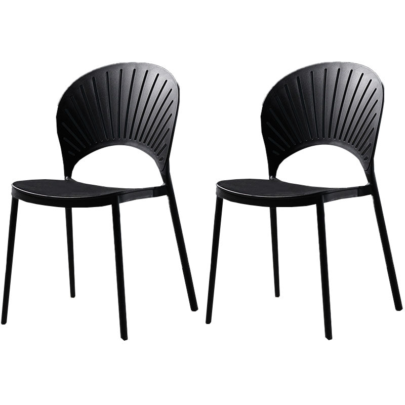 Contemporary Style Kitchen Plastic Chairs Dining Armless Open Back Side Chair Black 2 Piece Set Clearhalo ' kitchen&dining_furn' 'Dining Chairs' 'Dining Tables & Seating' 'dining_chair' 'furn' 'furn_dining_chair' 'Furniture' 'furniture_dining_chair' 'Kitchen & Dining Furniture' 'kitchen' 4588970