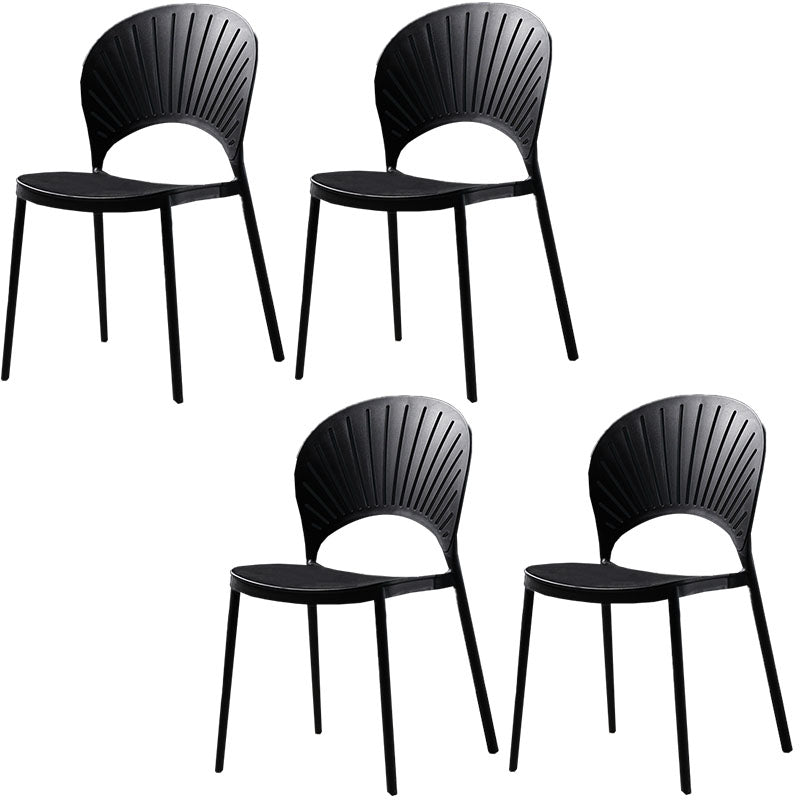 Contemporary Style Kitchen Plastic Chairs Dining Armless Open Back Side Chair Black 4 Piece Set Clearhalo ' kitchen&dining_furn' 'Dining Chairs' 'Dining Tables & Seating' 'dining_chair' 'furn' 'furn_dining_chair' 'Furniture' 'furniture_dining_chair' 'Kitchen & Dining Furniture' 'kitchen' 4588973
