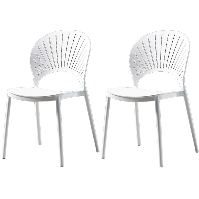 Contemporary Style Kitchen Plastic Chairs Dining Armless Open Back Side Chair White 2 Piece Set Clearhalo ' kitchen&dining_furn' 'Dining Chairs' 'Dining Tables & Seating' 'dining_chair' 'furn' 'furn_dining_chair' 'Furniture' 'furniture_dining_chair' 'Kitchen & Dining Furniture' 'kitchen' 4588976