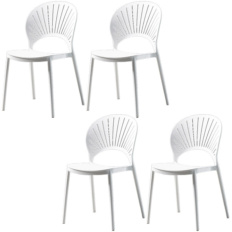Contemporary Style Kitchen Plastic Chairs Dining Armless Open Back Side Chair White 4 Piece Set Clearhalo ' kitchen&dining_furn' 'Dining Chairs' 'Dining Tables & Seating' 'dining_chair' 'furn' 'furn_dining_chair' 'Furniture' 'furniture_dining_chair' 'Kitchen & Dining Furniture' 'kitchen' 4588977