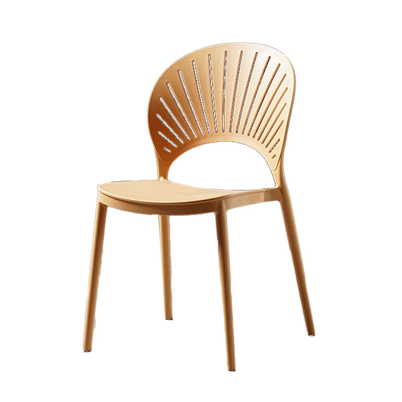 Contemporary Style Kitchen Plastic Chairs Dining Armless Open Back Side Chair Light Yellow 1 Piece Clearhalo ' kitchen&dining_furn' 'Dining Chairs' 'Dining Tables & Seating' 'dining_chair' 'furn' 'furn_dining_chair' 'Furniture' 'furniture_dining_chair' 'Kitchen & Dining Furniture' 'kitchen' 4588978