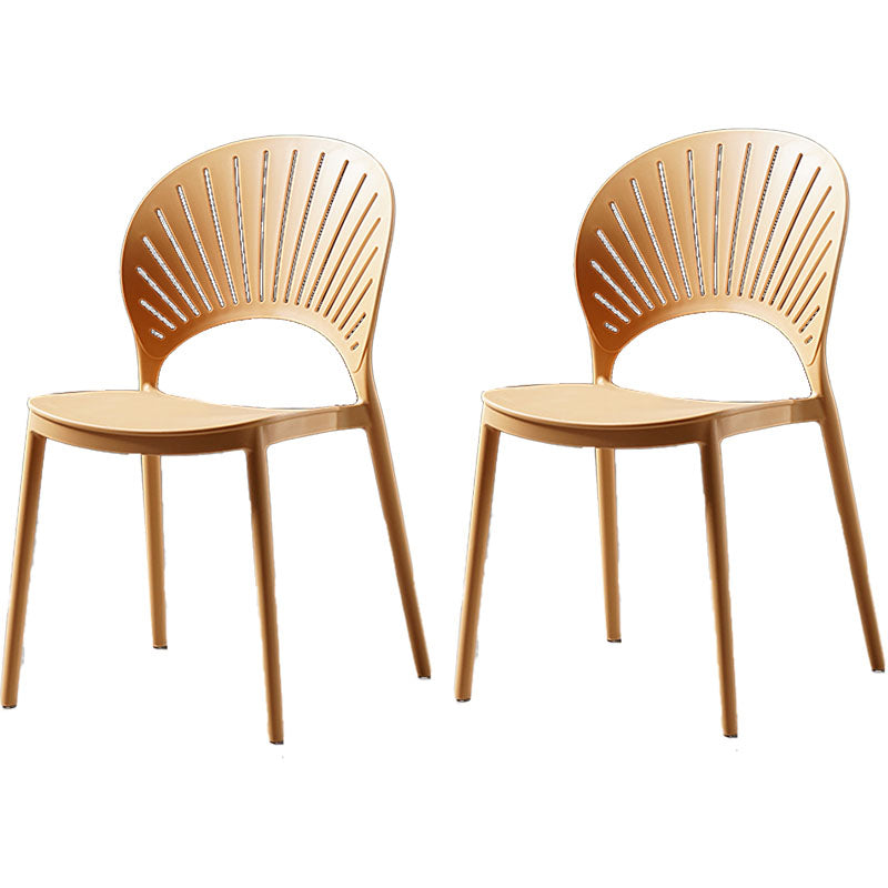 Contemporary Style Kitchen Plastic Chairs Dining Armless Open Back Side Chair Light Yellow 2 Piece Set Clearhalo ' kitchen&dining_furn' 'Dining Chairs' 'Dining Tables & Seating' 'dining_chair' 'furn' 'furn_dining_chair' 'Furniture' 'furniture_dining_chair' 'Kitchen & Dining Furniture' 'kitchen' 4588979