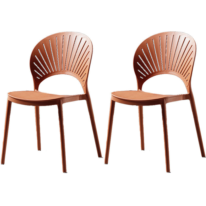 Contemporary Style Kitchen Plastic Chairs Dining Armless Open Back Side Chair Orange 2 Piece Set Clearhalo ' kitchen&dining_furn' 'Dining Chairs' 'Dining Tables & Seating' 'dining_chair' 'furn' 'furn_dining_chair' 'Furniture' 'furniture_dining_chair' 'Kitchen & Dining Furniture' 'kitchen' 4588982