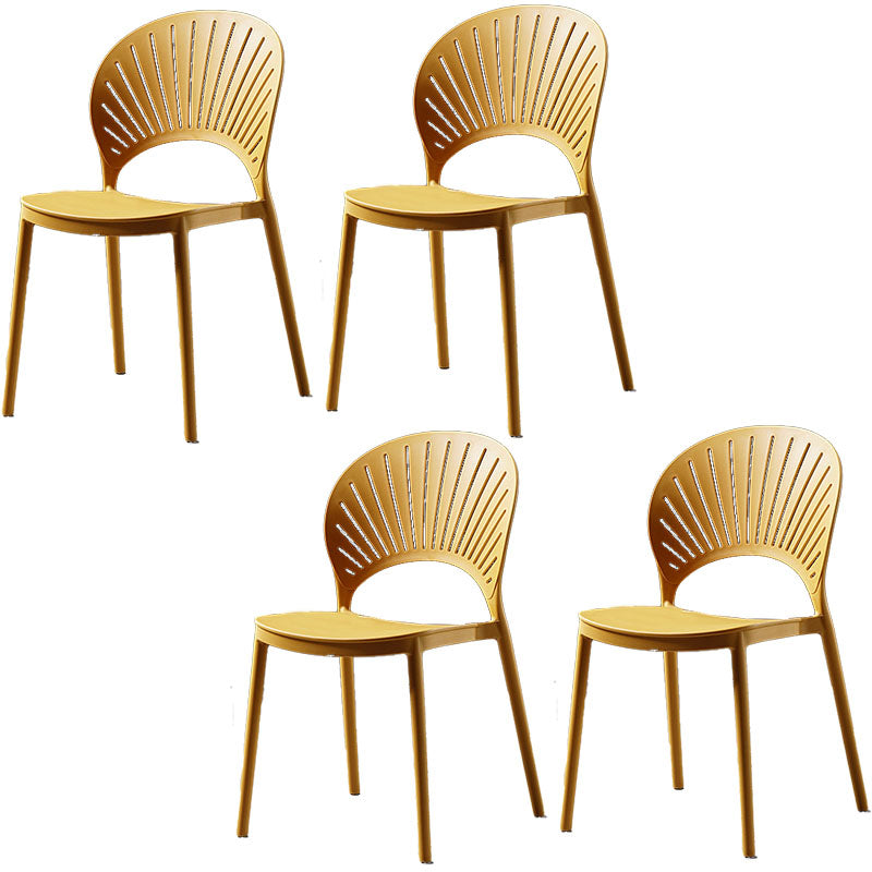 Contemporary Style Kitchen Plastic Chairs Dining Armless Open Back Side Chair Ginger 4 Piece Set Clearhalo ' kitchen&dining_furn' 'Dining Chairs' 'Dining Tables & Seating' 'dining_chair' 'furn' 'furn_dining_chair' 'Furniture' 'furniture_dining_chair' 'Kitchen & Dining Furniture' 'kitchen' 4588986