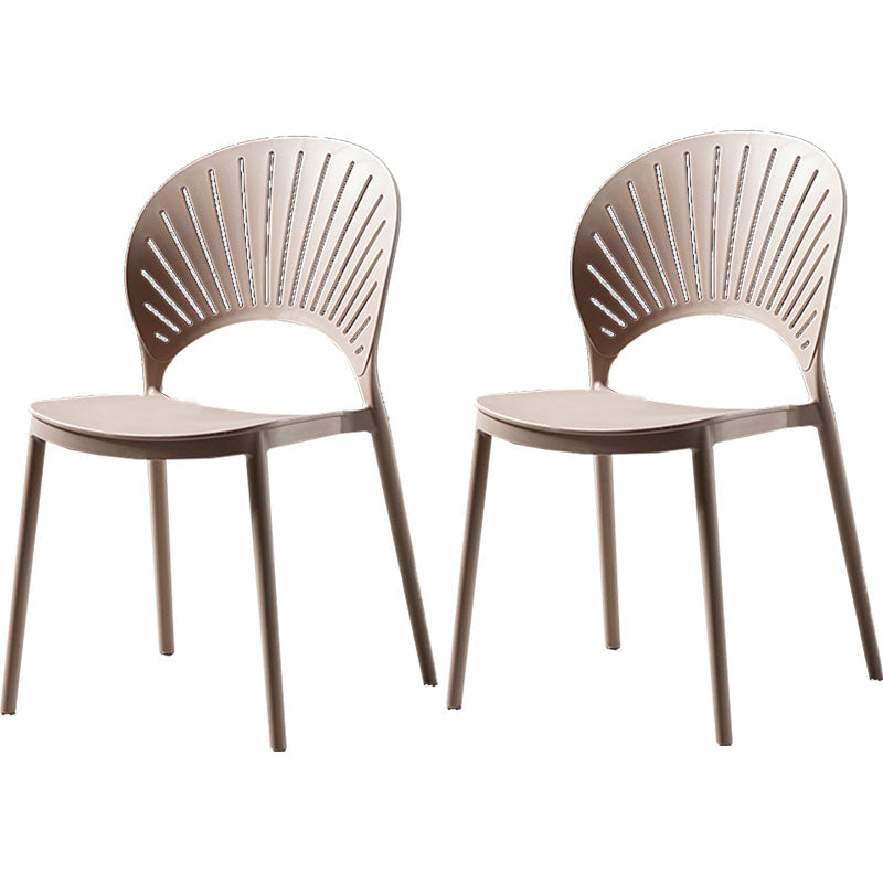 Contemporary Style Kitchen Plastic Chairs Dining Armless Open Back Side Chair Camel 2 Piece Set Clearhalo ' kitchen&dining_furn' 'Dining Chairs' 'Dining Tables & Seating' 'dining_chair' 'furn' 'furn_dining_chair' 'Furniture' 'furniture_dining_chair' 'Kitchen & Dining Furniture' 'kitchen' 4588988